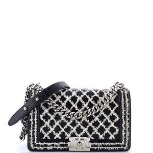 Chanel Old Medium Boy Flap Bag Sequin Quilted Calfskin